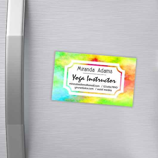 Modern Elegant Watercolor Yoga Instructor マグネット名刺