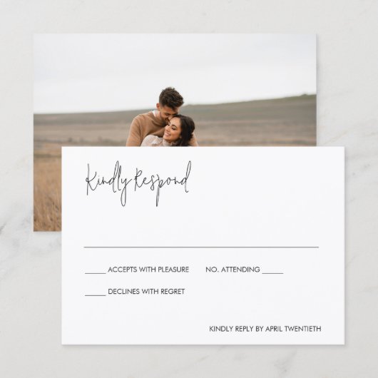 Modern Elegant Wedding 出欠カード (正面/裏面)