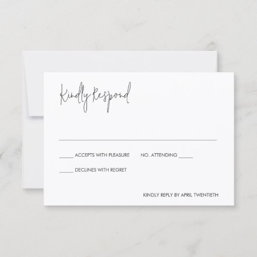 Modern Elegant Wedding 出欠カード (正面)