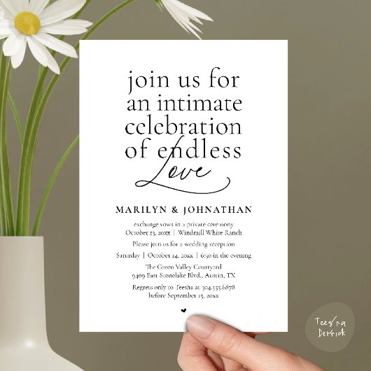 Modern Elegant Wedding, Endless Love, Reception 招待状