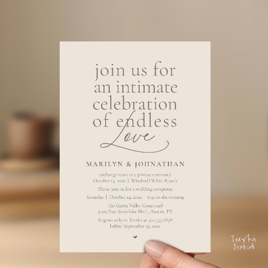Modern Elegant Wedding, Endless Love, Reception 招待状
