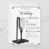 Modern Elegant Wedding Invitation Black Pearl 招待状 (正面)