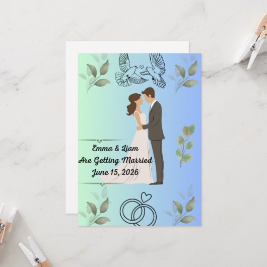 Modern Elegant Wedding Invitation Template | Edita カード (正面/裏面インサイチュ)