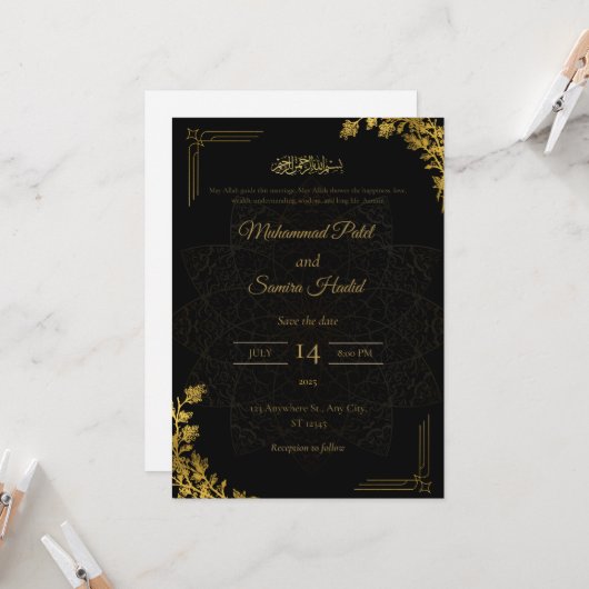 Modern Elegant Wedding Invitation Template | Edita カード (正面/裏面インサイチュ)