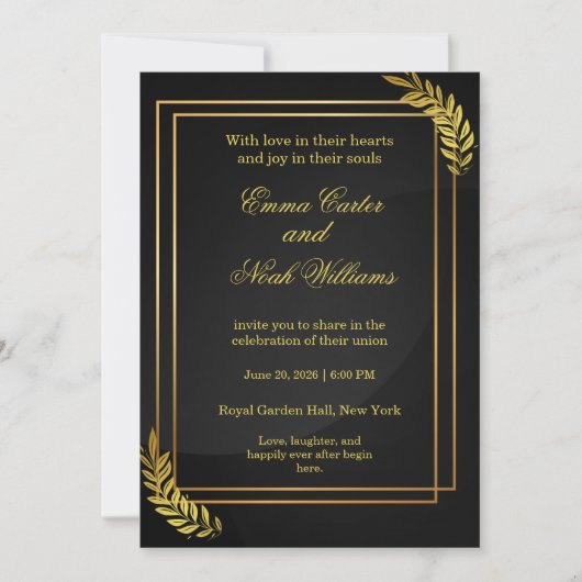 Modern Elegant Wedding Invitation Template | Edita 招待状 (正面)