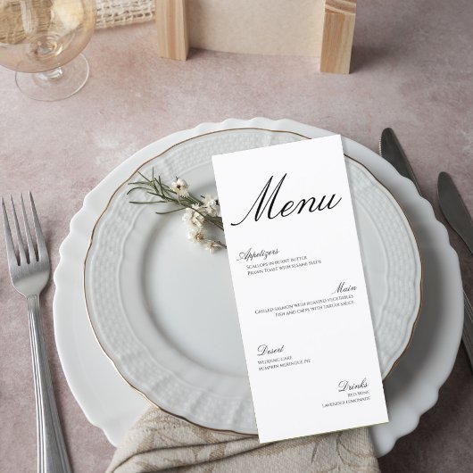 Modern Elegant Wedding Menu Card メニュー