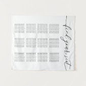 Modern Elegant Wedding Seating Chart for 12 Tables タペストリー (正面(横))