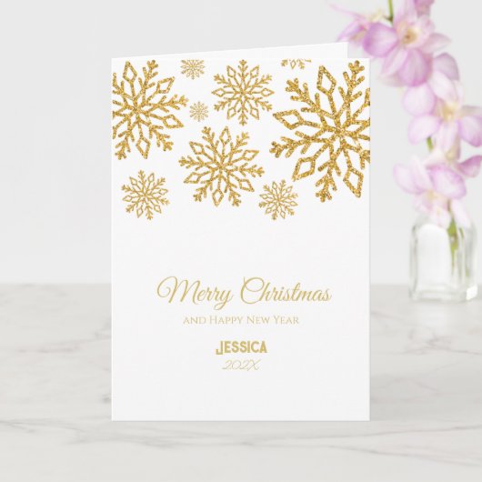 Modern Elegant White and Gold Merry Christmas  カード (蘭)