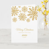 Modern Elegant White and Gold Merry Christmas  カード (黄色い花)