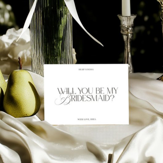 Modern Elegant White Bridesmaid Proposal Card 招待状