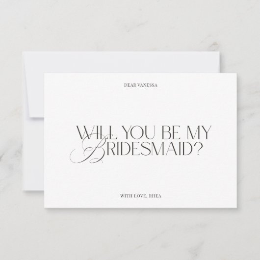 Modern Elegant White Bridesmaid Proposal Card 招待状 (正面)