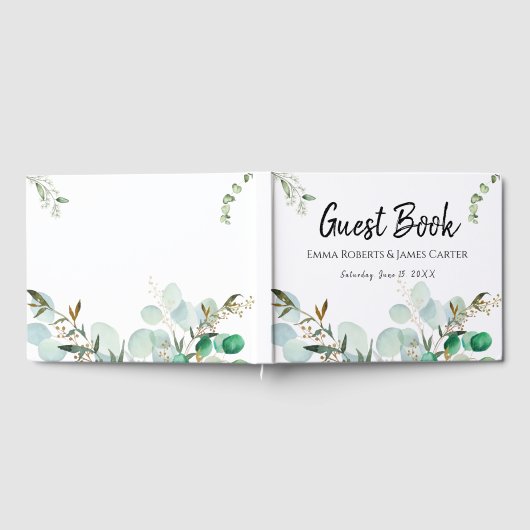 Modern Elegant White Guest Book ゲストブック (全面)