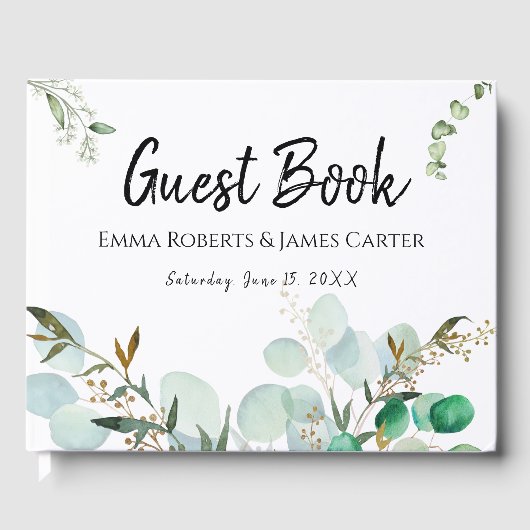 Modern Elegant White Guest Book ゲストブック (正面)