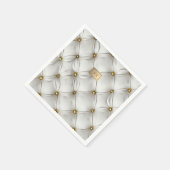 Modern Elegant White Leather Tufted Gold スタンダードカクテルナプキン (角)