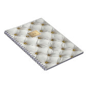 Modern Elegant White Leather Tufted Gold ノートブック (右側)