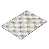 Modern Elegant White Leather Tufted Gold ノートブック (左側)