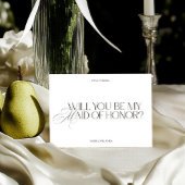 Modern Elegant White Maid of Honor Proposal Card 招待状