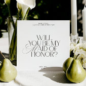 Modern Elegant White Maid of Honor Proposal Card 招待状