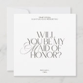 Modern Elegant White Maid of Honor Proposal Card 招待状 (正面)
