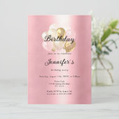 Modern, elegante Luftballon Gold Rosa Einladung 招待状 (スタンド正面)