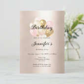 Modern, elegante Luftballon Gold Rosa Einladung 招待状 (スタンド正面)