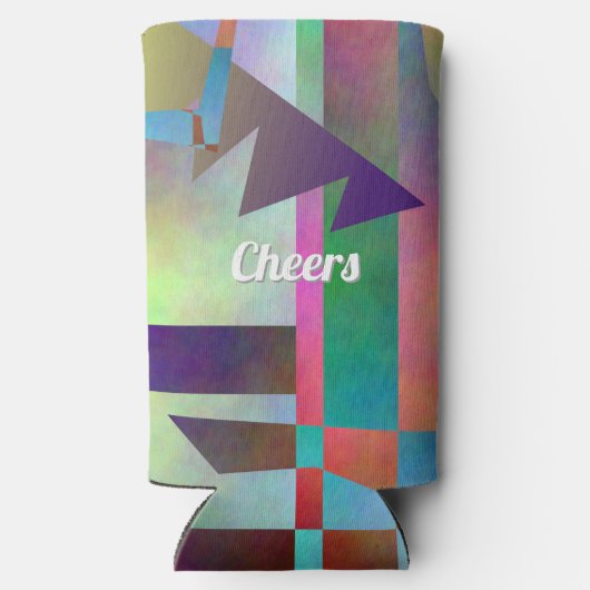 Modern Elemental Pattern Happy Birthday スリム缶クーラー (裏面)