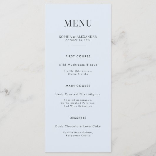 Modern Emerald Arch & Glacial Blue メニュー (正面)