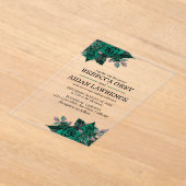Modern Emerald Floral Garden Wedding Invitation アクリル招待状 (レイダウン)
