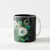 Modern Emerald Floral Garden Wedding Invitation ツートーンマグカップ (正面右)