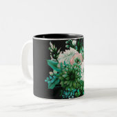 Modern Emerald Floral Garden Wedding Invitation ツートーンマグカップ (正面左)