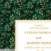 Modern Emerald Gold Greenery Wedding Invitation 招待状