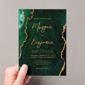 Modern Emerald Green Agate Script Wedding アクリル招待状 (インサイチュ (ポータブル))
