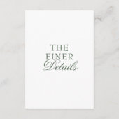 Modern Emerald Green Boho Floral Wedding Details エンクロージャーカード (裏面)