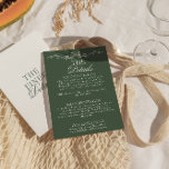 Modern Emerald Green Boho Floral Wedding Details エンクロージャーカード<br><div class="desc">Simple and stylish retro wedding guest info details. With emerald green background and white text layout with whimsical old money classy wordings.  And outline floral border. All the info are customizable as website,  transportation,  accommodation . Grab it along with other products from this classy hand made retro wedding suite.</div>