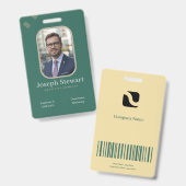 Modern Emerald Green Corporate Business ID Badge バッジ (正面&裏面)