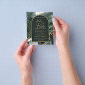 Modern Emerald Green Gold Agate Marble WEDDING チラシ (手)