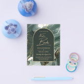 Modern Emerald Green Gold Agate Marble WEDDING チラシ (シングル)