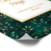 Modern Emerald Green Gold Greenery Custom Sign ポスター (角)
