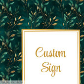 Modern Emerald Green Gold Greenery Custom Sign ポスター