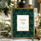 Modern Emerald Green Gold Greenery Custom Sign ポスター