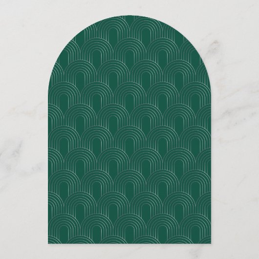 Modern Emerald Green & Ice Blue Arch 招待状 (裏面)