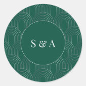 Modern Emerald Green & Silver Arch ラウンドシール (正面)