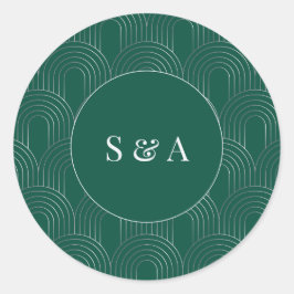 Modern Emerald Green & Silver Arch ラウンドシール
