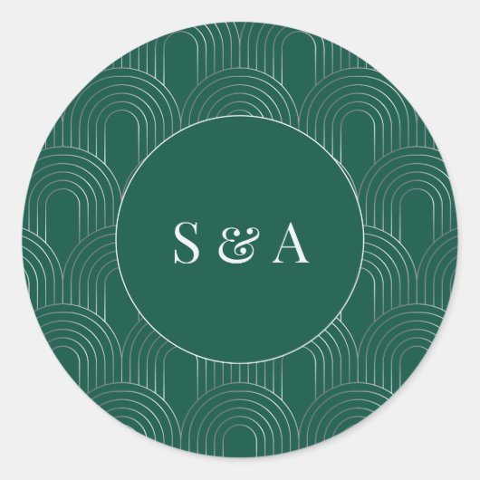 Modern Emerald Green & Silver Arch ラウンドシール (正面)