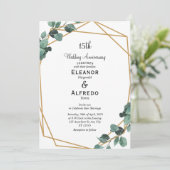 Modern Emerald Greenery Wedding Anniversary  招待状 (スタンド正面)