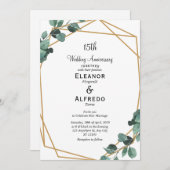 Modern Emerald Greenery Wedding Anniversary  招待状 (正面/裏面)