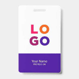 Modern Employee Logo, Photo, Qr Code, Name Indigo バッジ