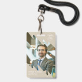 Modern Employee Photo ID Company Security QR バッジ (正面（ネックストラップ付）)