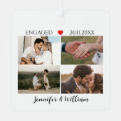 Modern Engagement keepsake Custom Photo Collage  メタルオーナメント (裏面)