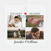 Modern Engagement keepsake Custom Photo Collage  メタルオーナメント (正面)